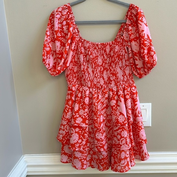 Entro Red and Pink Floral Romper - Picture 1 of 11